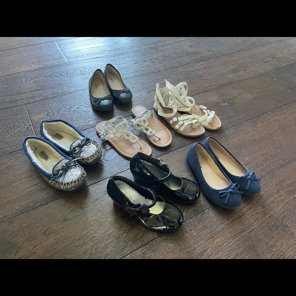 6 pair of girls shoes size 12